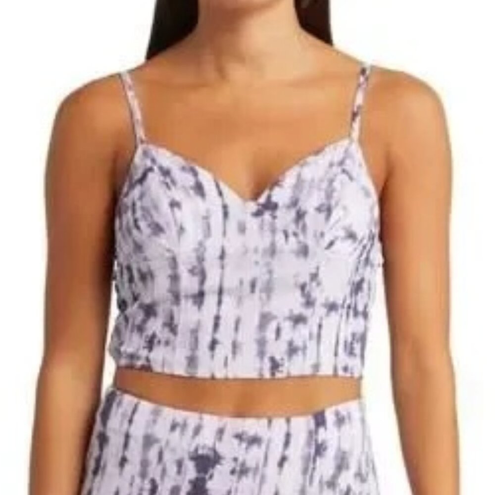 Open‎ Edit Purple Tie-Dye Crop Top SZ M NWT